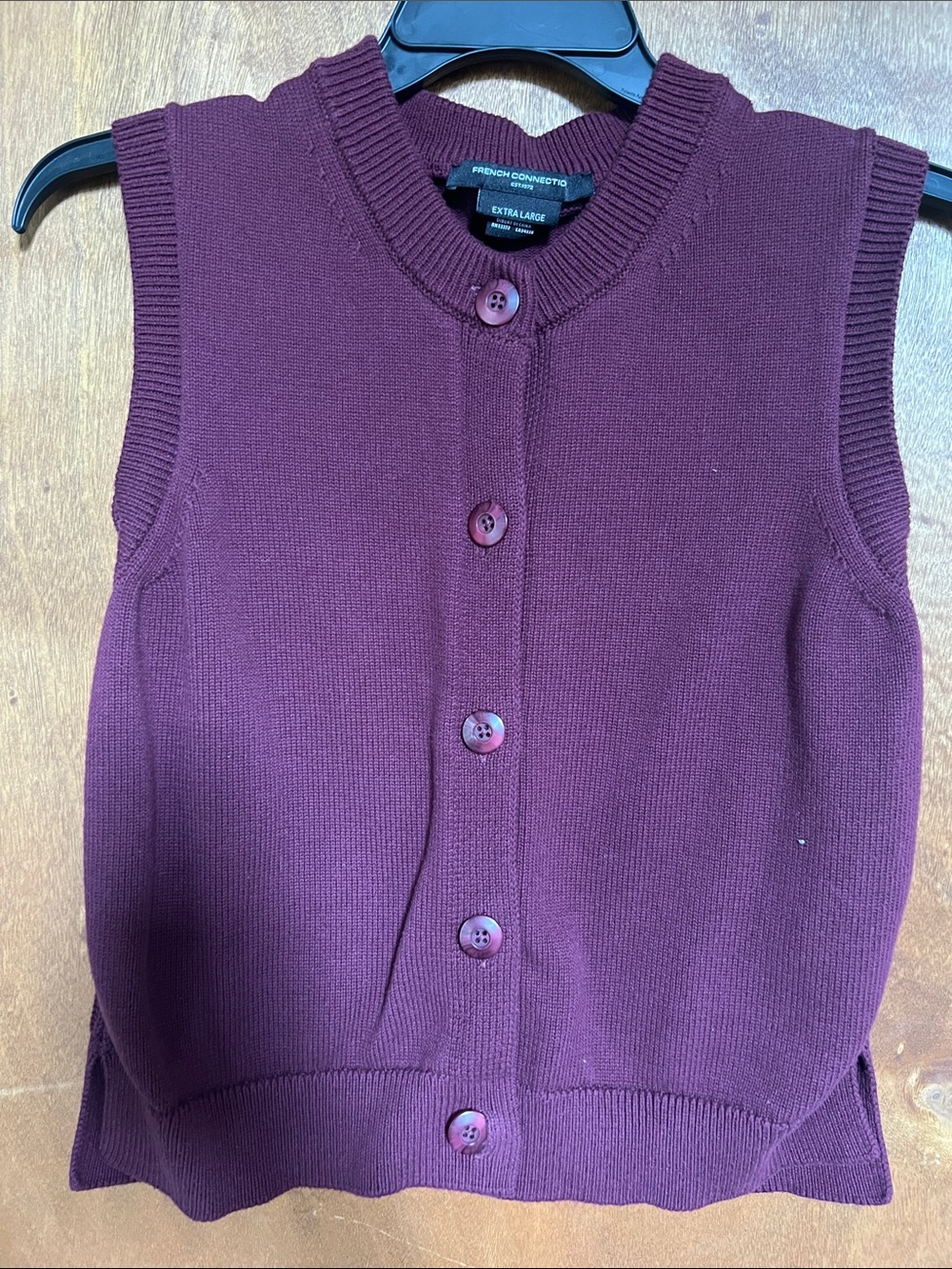 French Connection Plum Button-Front Knit Vest